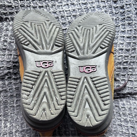 Ugg Tan Leather Cecile Fleece Lined Waterproof Lace Up Duck Boots Size 6 - Picture 11 of 15